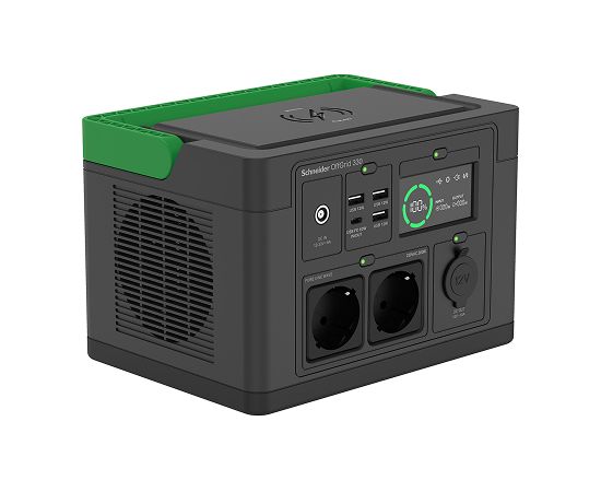 APC Schneider OffGrid Portable Power Station 330, 230V, 332Wh Lithium-ion, LCD, 2 CEE 7 3 Schuko outlets, Sinewave, 3 USB-A, 1 USB-C, Wireless Charger   PPS330-GR