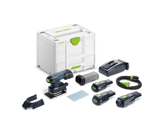 Orbitālā slīpmašīna Festool Rutscher RTSC 400 3,0 I-Set; 18 V; 2x3,0 Ah akum.