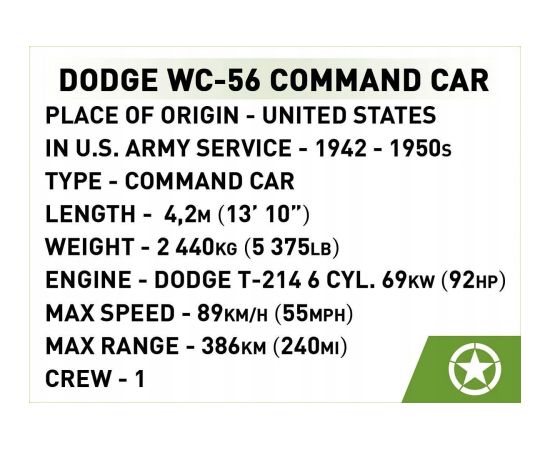 Cobi Klocki Dodge WC-56 Command Car