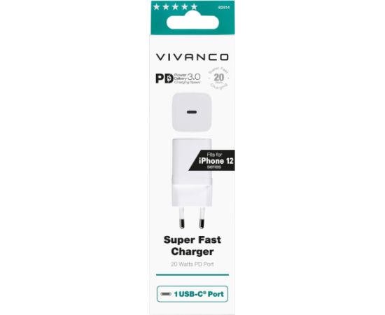 Vivanco USB charger USB-C PD3 20W, white (62514)