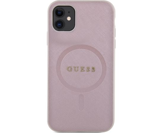 Guess GUHMN61PSAHMCP iPhone 11 | Xr 6.1" розовый жесткий чехол Saffiano MagSafe