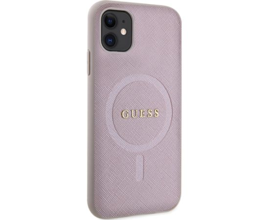 Guess GUHMN61PSAHMCP iPhone 11 | Xr 6.1" розовый жесткий чехол Saffiano MagSafe