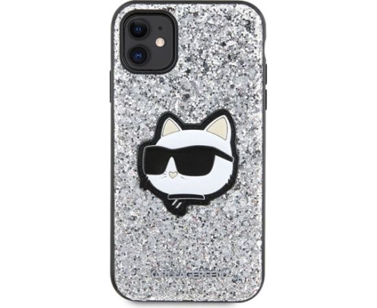 Oriģinālais maciņš KARL LAGERFELD Glitter Choupette Patch KLHCN61G2CPS priekš Iphone 11| Xr Silver
