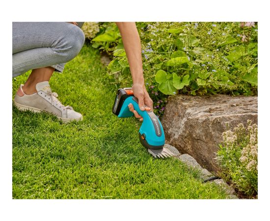 GARDENA cordless grass shears PowerCut 20/18V P4A solo, with shrub knife (turquoise/grey, without battery and charger, POWER FOR ALL ALLIANCE)