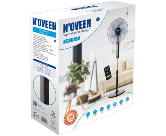 Noveen N'OVEEN F455 16"/40 cm standing fan with remote control, Black