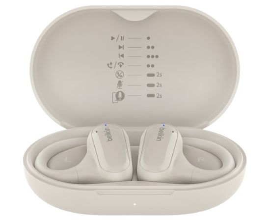 Belkin SoundForm ClearFit Headset True Wireless Stereo (TWS) Ear-hook Calls/Music/Sport/Everyday Bluetooth Sand