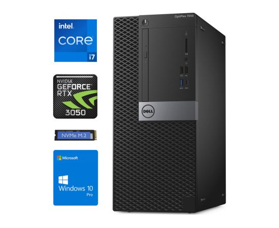 Dell Optiplex 7050 MT i7-7700 16GB 1TB SSD RTX 3050 Windows 10 Pro