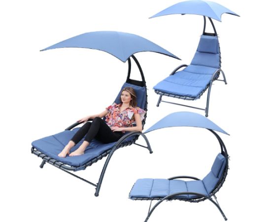 Saska Garden LEŻAK FOTEL Z PARASOLEM BERGAMO 200x125x180CM GRANAT
