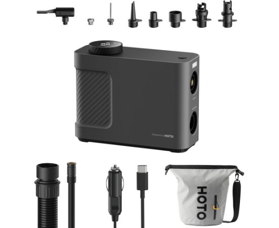 Portable compressor, pump HOTO QWCQB002 (3x 2500 mAh, 150 PSI, 350 L, 12V)
