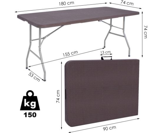 Saliekams galds Springos GF0055 180cm brūns