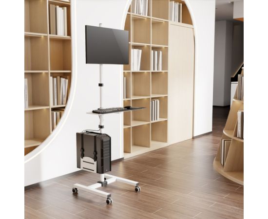 Maclean professional laptop stand cart, mobile computer workstation on wheels, max 17"-32", max 20kg, MC-793