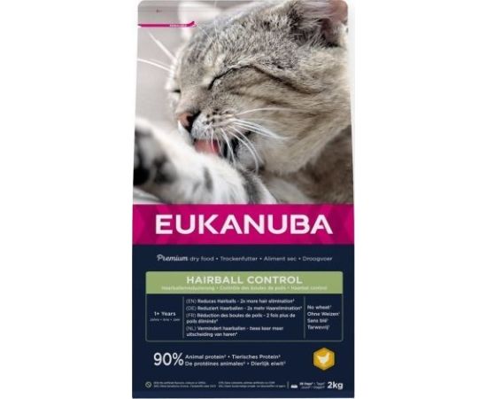 Eukanuba EUKANUBA Adult Hairball Control chicken - sucha karma dla kota - 2 kg