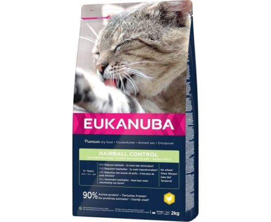 Eukanuba EUKANUBA Adult Hairball Control chicken - sucha karma dla kota - 2 kg