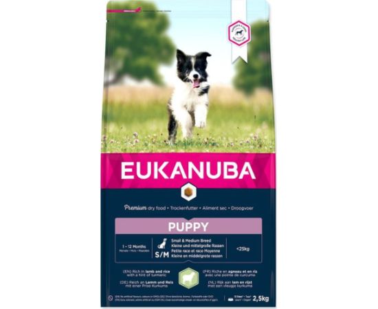 Suņu barība  EUKANUBA Puppy & Junior Small & Medium Lamb & Rice - 2,5 kg