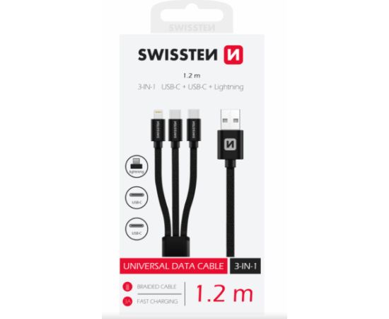 Swissten 3in1 Textile Vads 1.2m