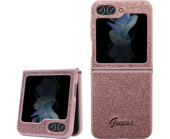 Guess GUHCZF5HGGSHP F731 Z Flip5 różowy|pink hardcase Glitter Script