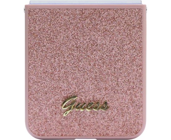 Guess GUHCZF5HGGSHP F731 Z Flip5 różowy|pink hardcase Glitter Script