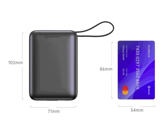 Swissten Power Bank 20000 mAh со встроенными кабелями USB-C и Lightning