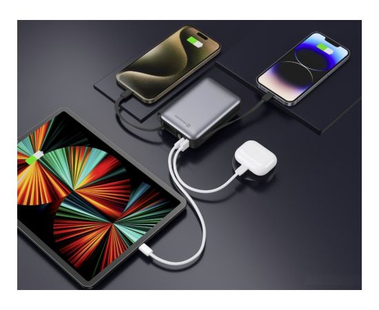Swissten Power Bank 20000 mAh со встроенными кабелями USB-C и Lightning