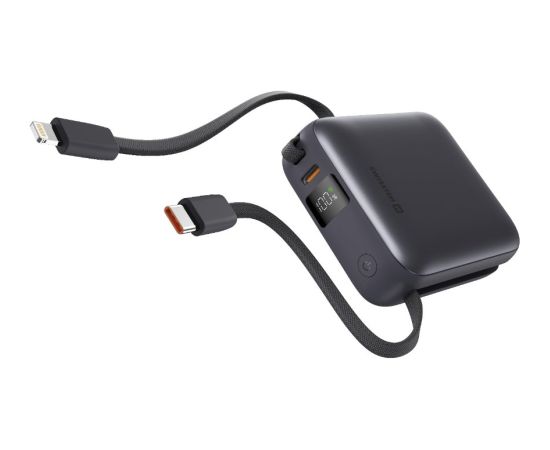 Swissten Ārējās uzlādes Baterija 10000 mAh ar iebūvētiem USB-C un Lightning kabeļiem