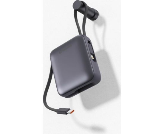 Swissten Ārējās uzlādes Baterija 10000 mAh ar iebūvētiem USB-C un Lightning kabeļiem