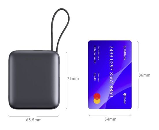 Swissten Ārējās uzlādes Baterija 10000 mAh ar iebūvētiem USB-C un Lightning kabeļiem