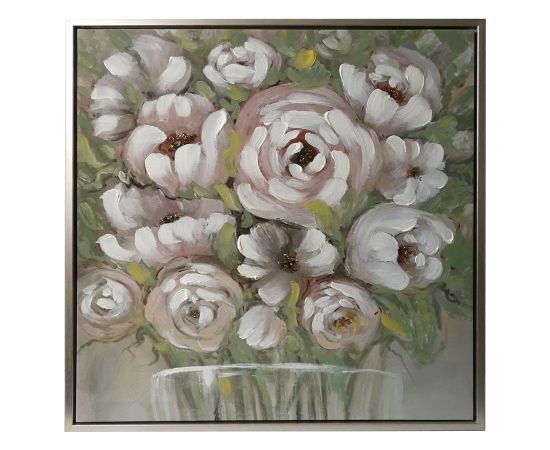 Wall art WALLY 60x60cm, white flowers