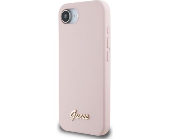 Guess Silicone Script Metal Logo MagSafe Aizsargapvalks Priekš Apple iPhone 16E