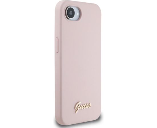 Guess Silicone Script Metal Logo MagSafe Aizsargapvalks Priekš Apple iPhone 16E
