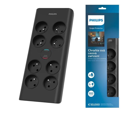PHILIPS Schuko Удлинитель на 8 розеток 2м / 16А