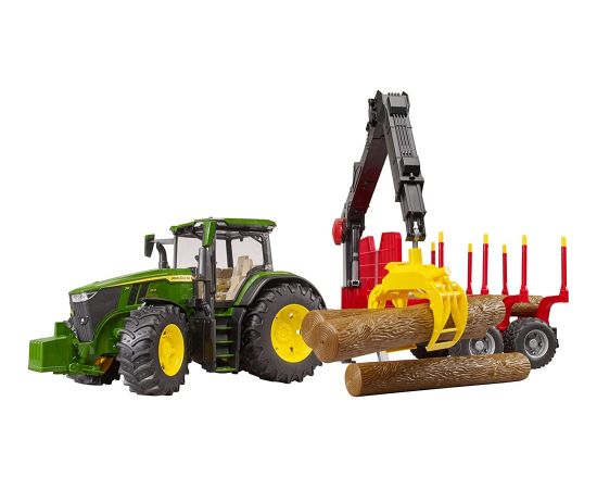 Bruder John Deere 7R 350 m forwarding trailer, model vehicle (green/red, incl. 4 tree trunks)