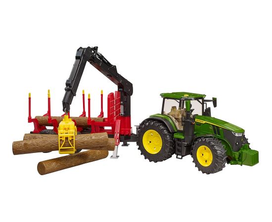 Bruder John Deere 7R 350 m forwarding trailer, model vehicle (green/red, incl. 4 tree trunks)