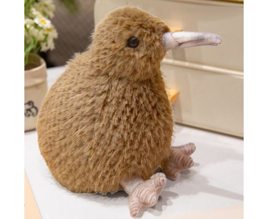 Leantoys Pluszowy Ptak Kiwi Pluszak Maskotka Przytulanka Jasnobrązowy 21cm EDUKAMP