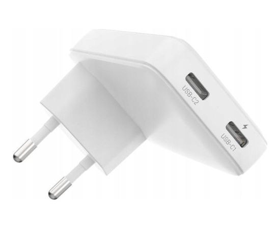 LĀDĒTĀJS FIXED Slim GaN Travel Charger GaN 2X USB-C z Power Delivery 45W