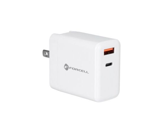 Forcell   FORCELL F-ENERGY TFK-TC-45WPDAC travel charger 3in1 Type C + USB A PD QC4.0 3A 45W with replaceable plugs (EU / UK / US) white