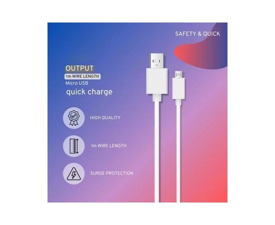 Кабель Setty USB - microUSB 1,0 м 2A белый