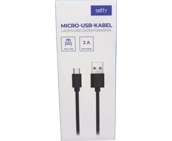 Setty cable USB - microUSB 1,0 m 2A melns