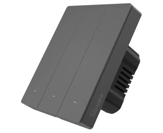 Smart WiFi wall switch SONOFF M5-3C-80 (3-channel, for frame, graphite)