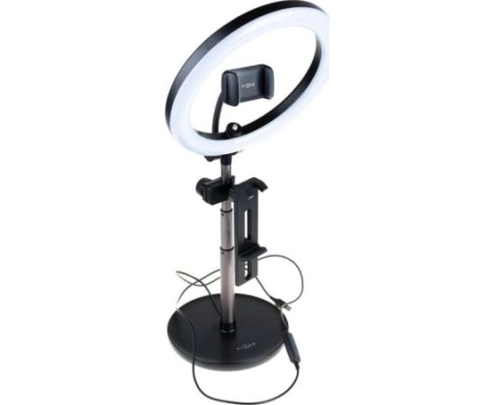 Fixed LED Ring Desktop Tablet/Phone Stand with Light Black