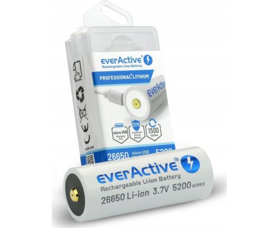 EverActive Akumulator 26650 3,7V Li-ion 5200 mAh micro USB