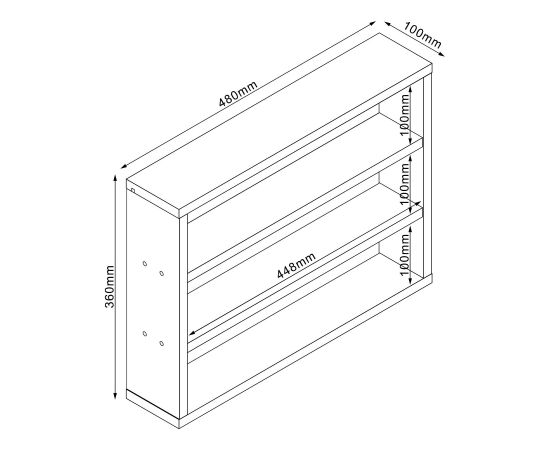 Shelf LESTER 48x10xH36cm, white melamine