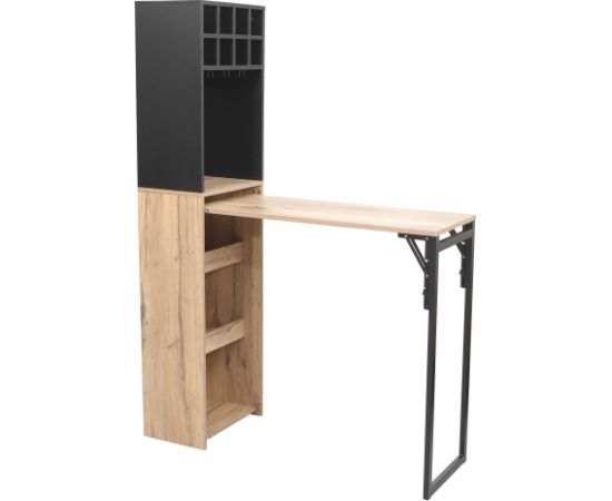 Bar shelf with table HANNES 44x122(30)xH170cm, rustic melamine