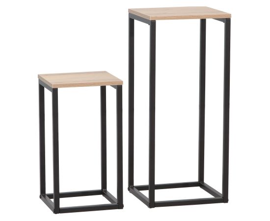 Side table HANNES 2pcs set 26x26xH60cm, 22x22xH40cm, rustic melamine