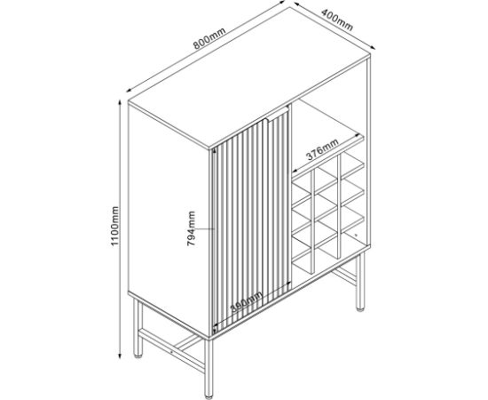 Cabinet HELVE with wine rack 80x40xH110cm, melamine