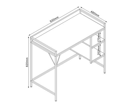 Galds LESTER 93x48xH82cm, melamīns