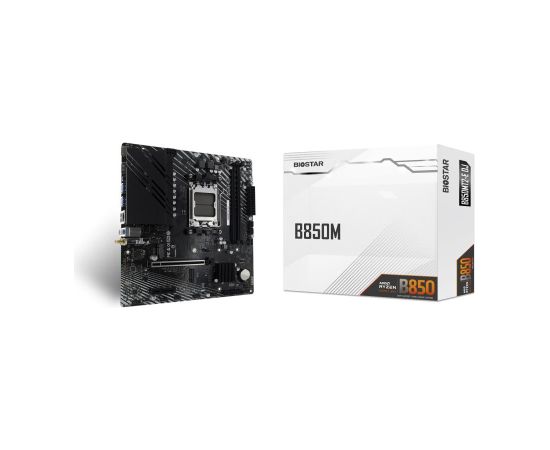 Mainboard BIOSTAR AMD B850 SAM5 Micro-ATX 1xPCI-Express 4.0 4x	 1xPCI-Express 4.0 16x 2xM.2 1xHDMI 1xDisplayPort 6xUSB 2.0 6xUSB 3.2 1xUSB-C 1xRJ45 3xAudio port B850MT2-EDJ