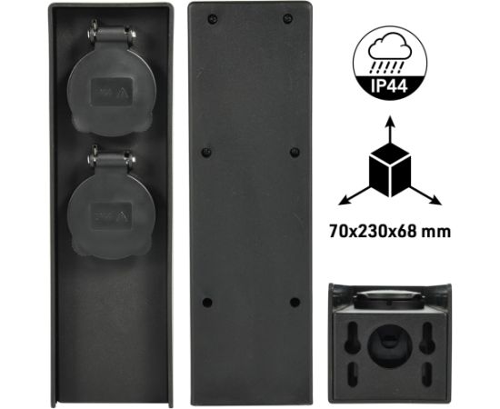 Electraline 300190 Dārza pagarinātājs ar 2 rozetēm un kabeli IP44 Strāvas pagarinātāji