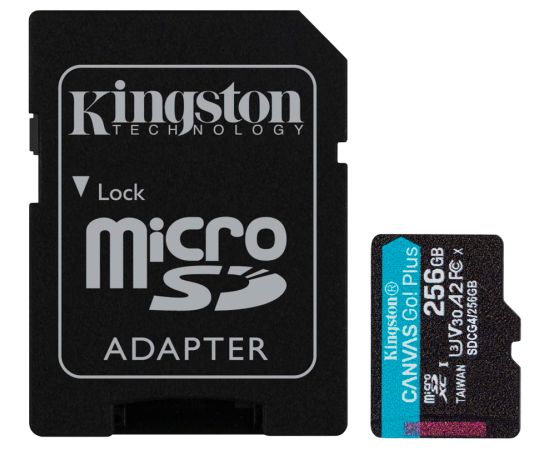 KINGSTON 256GB microSDXC Canvas Go Plus Gen4 200MB/s A2 U3 V30 Card + Adapter