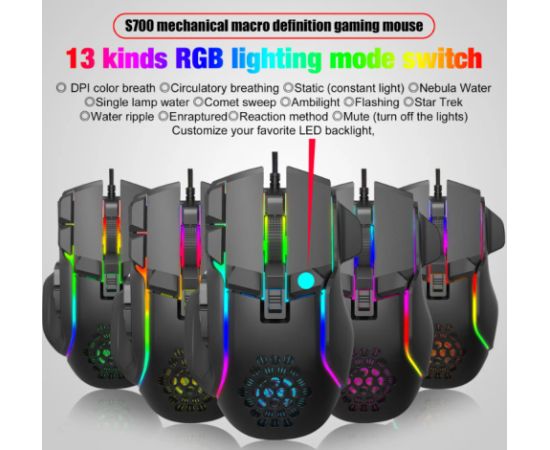 RoGer S700 Vadu Spēļu Pele DPI 12800 / RGB