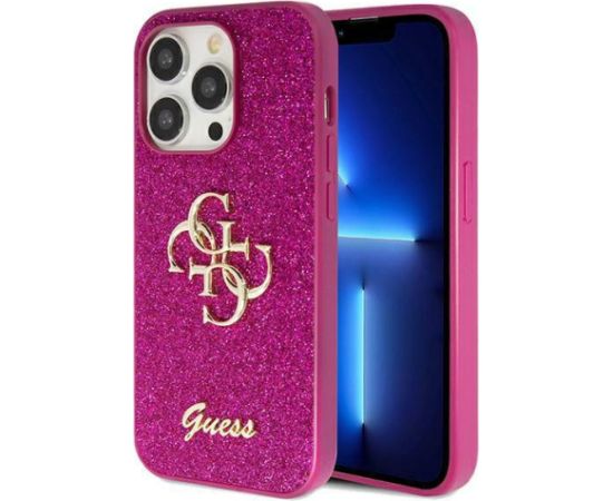 Guess GUHCP15XHG4SGU iPhone 15 Pro Max 6,7" violets cietais maciņš Glitter Script Big 4G